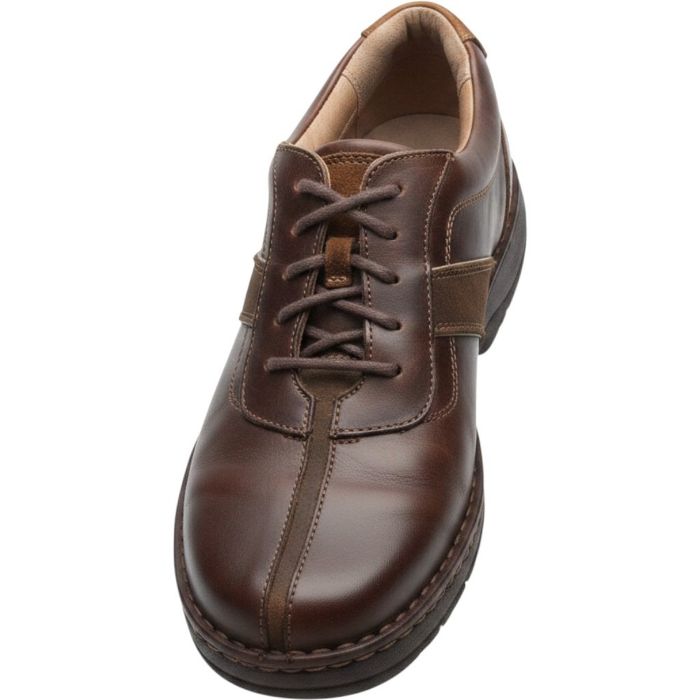 Clarks Mens 30347 Brown Leather Lace Up Oxford Shoes Suede Accents Size 11M